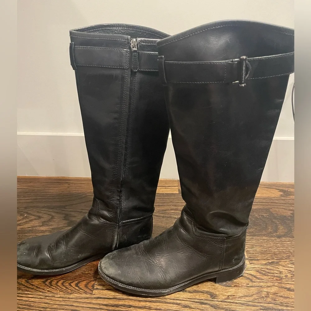 Tory Burch Black Leather Riding Boots - Picture 3 of 9